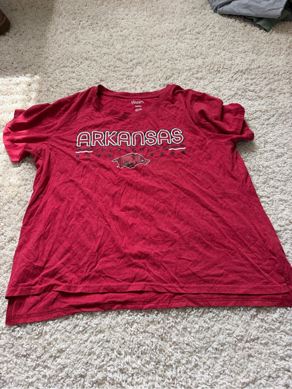 Hanes Arkansas Red Short Sleeve Tee with Razorback Logo